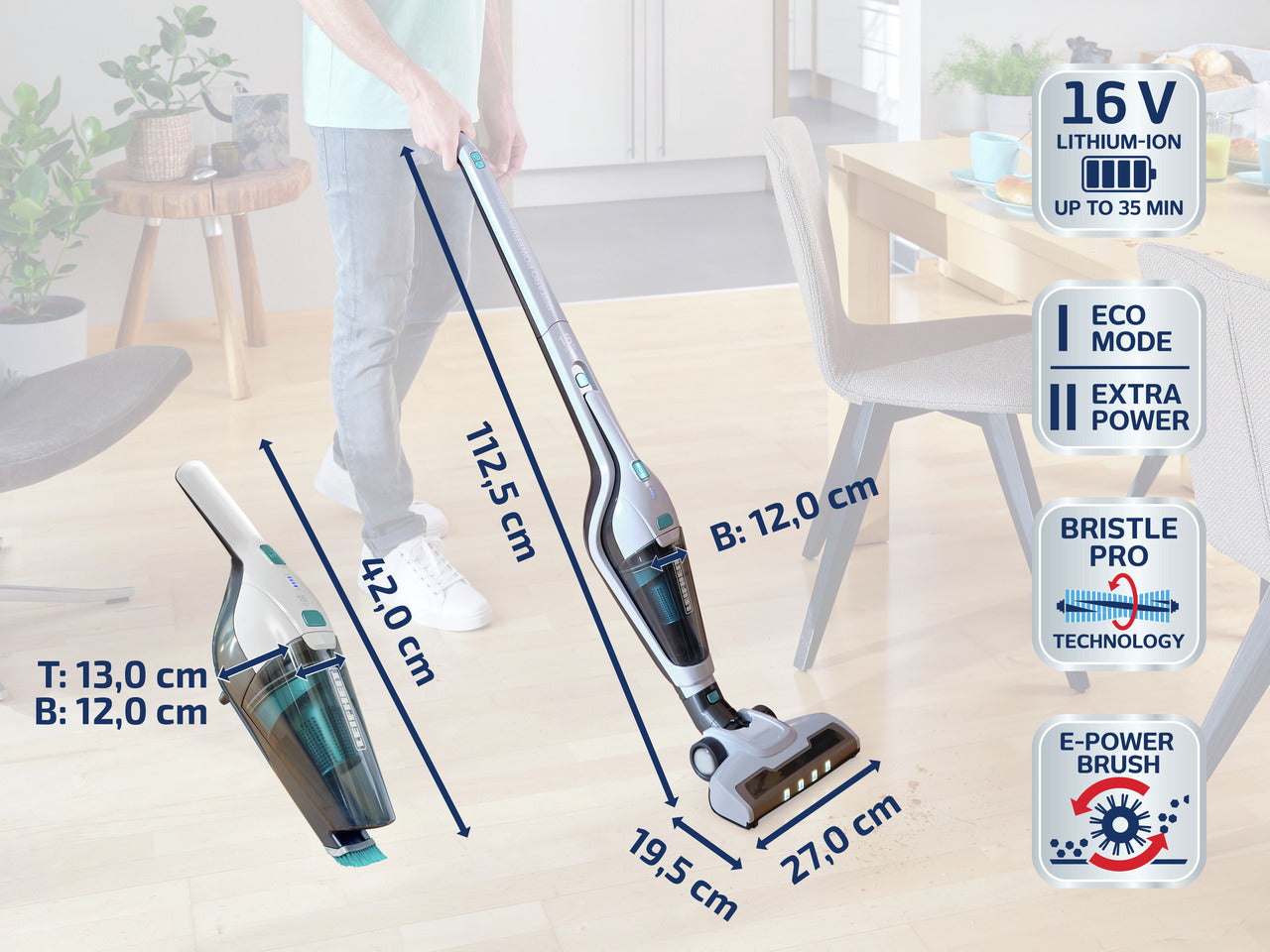 Handdammsugare - Sladdlös Dammsugare Rotaro PowerVac 2in1 16V