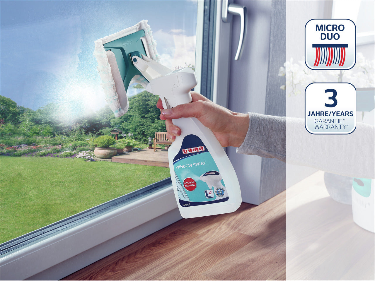 Fönsterspray med Trasa Micro Duo