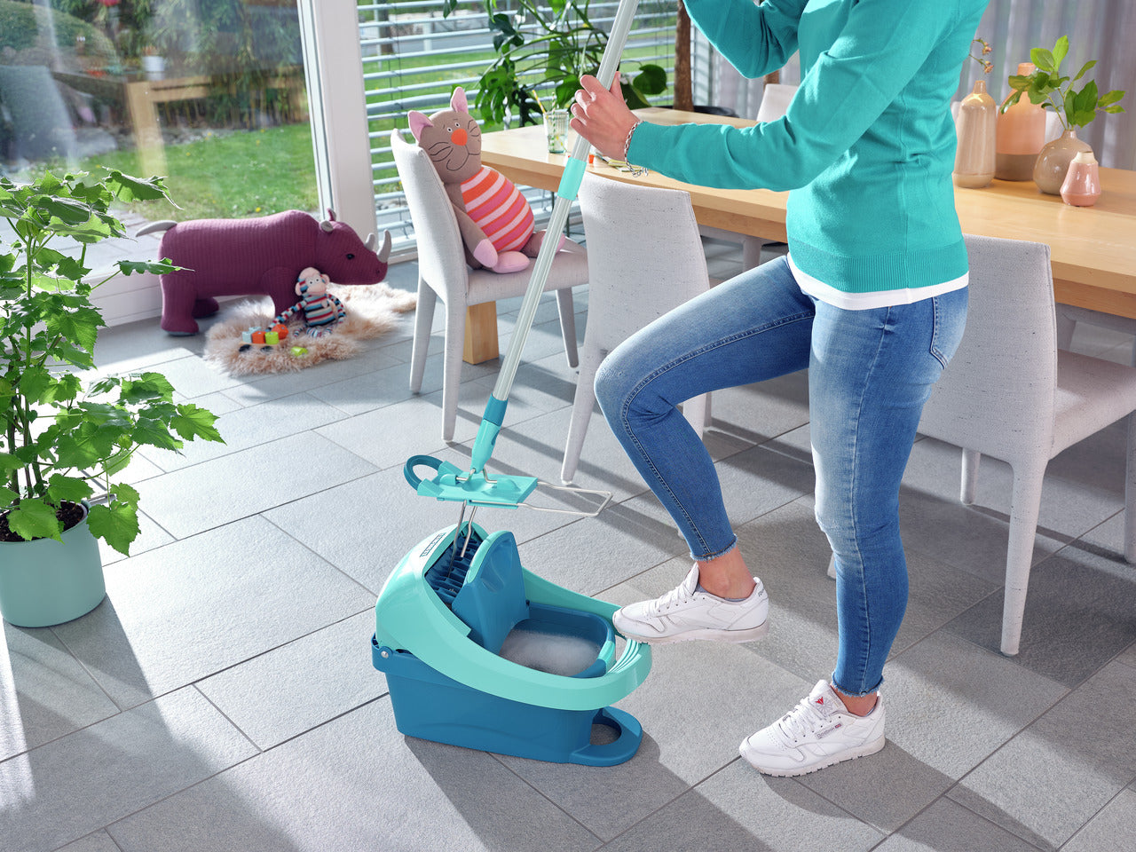 Set Press Profi XL med Hjul - Golvmopp med Hink