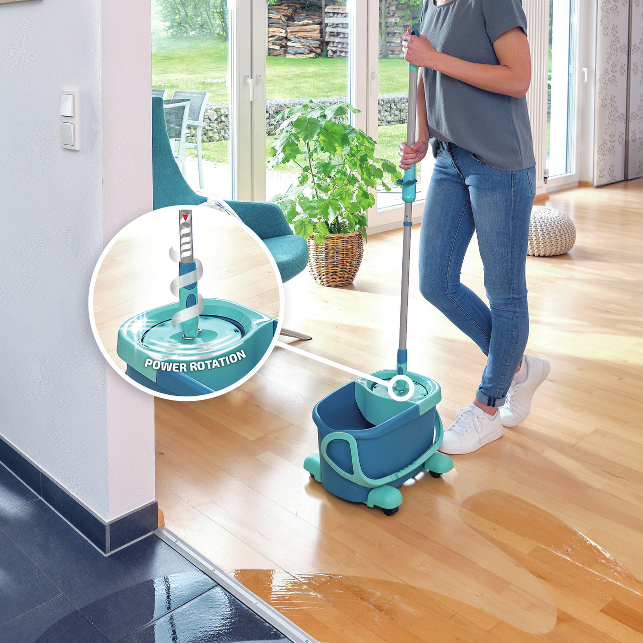 CLEAN TWIST Mobile Ergo Disc Mopp Set