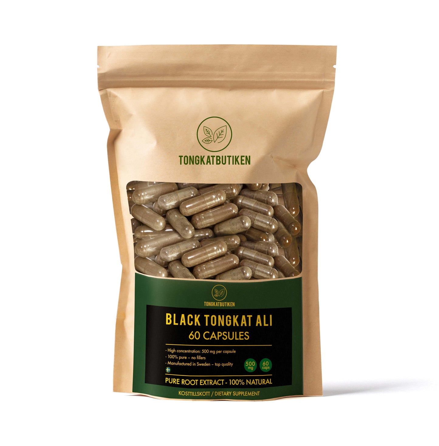 Svart Tongkat Ali 500 mg – Extra Stark, Polyalthia bullata, Svensktillverkad