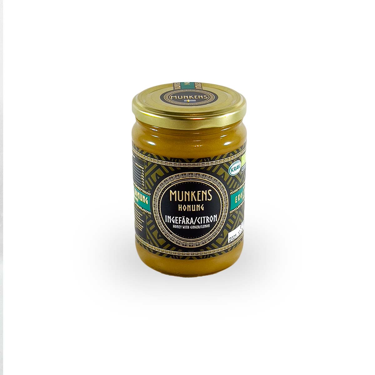 Munkens Honung Ingefära & Citron – Svensk Kallrörd Rå Honung, 500g