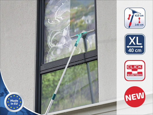Fönsterskrapa XL med Teleskopskaft 415cm och Mikrofiberduk - Click System