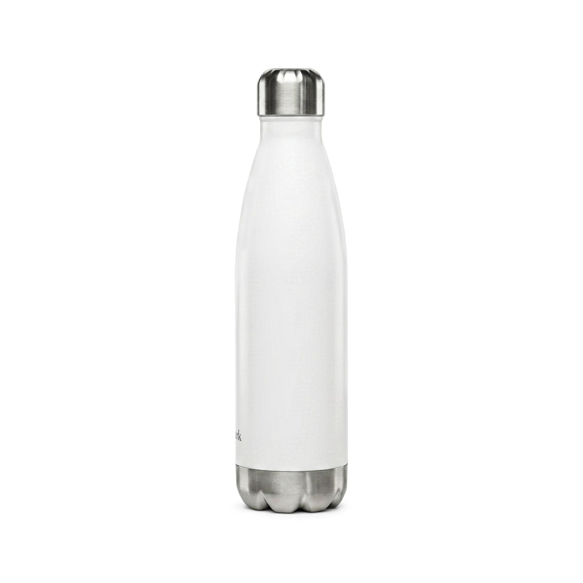 Vit vattenflaska 500 ml i svensk design med vakuumförseglat, läcksäkert lock i närbild