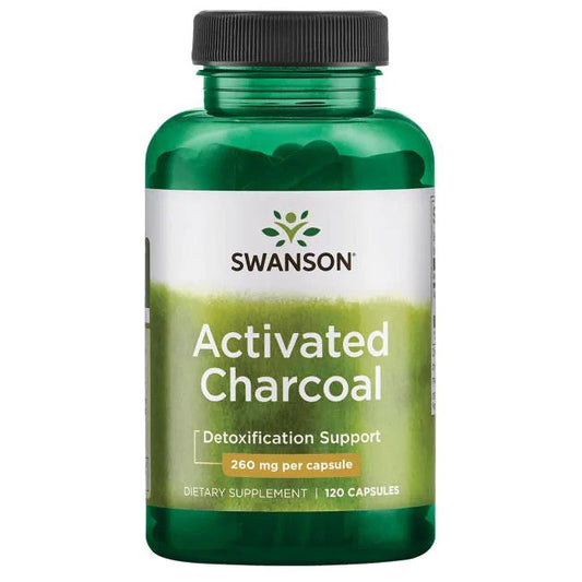 Aktivt kol, Activated Charcoal, 260 mg 120 kapslar Swanson - Tongkatbutiken.se