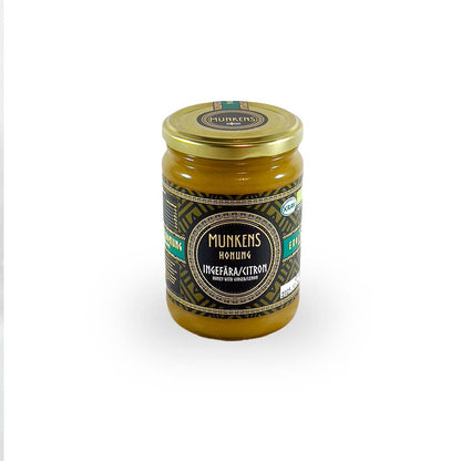 Munkens Honung Ingefära & Citron – Svensk Kallrörd Rå Honung, 500g