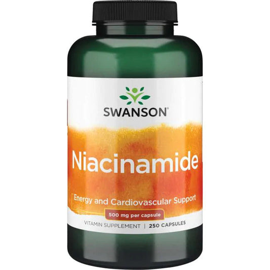 Niacinamide 500 mg, 250 kapslar Swanson - Tongkatbutiken.se
