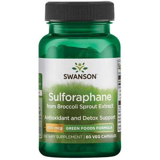 Sulforaphane från Broccoli Sprout Extract, 400mcg - 60 caps Swanson - Tongkatbutiken.se