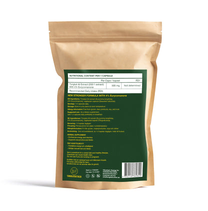 Tongkat Ali 4% Eurycomanone – Extra Stark, 500 mg, Svensktillverkad