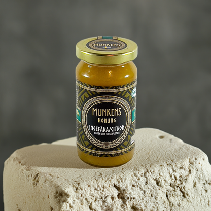 Munkens Honung Ingefära & Citron – Svensk Kallrörd Rå Honung, 280g